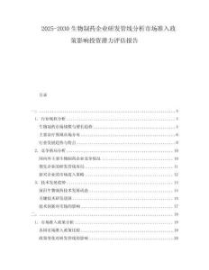 2025-2030生物制藥企業(yè)研發(fā)管線分析市場準(zhǔn)入政策影響投資潛力評(píng)估報(bào)告