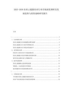 2025-2030農(nóng)業(yè)云能源農(nóng)業(yè)行業(yè)市場深度調(diào)研及發(fā)展趨勢與投資戰(zhàn)略研究報告