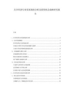 共享经济行业发展现状分析及投资机会战略研究报告