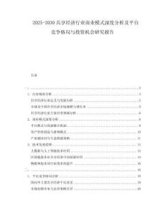 2025-2030共享经济行业商业模式深度分析及平台竞争格局与投资机会研究报告