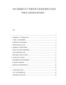 2025新能源汽车产业链供需关系深度调研及市场竞争格局与投资机会研究报告