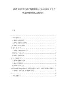 2025-2030鋰電池正極材料行業(yè)市場供需分析及投資評估規(guī)劃分析研究報告