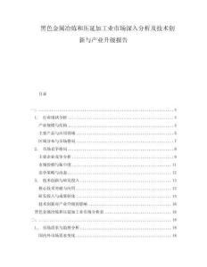 黑色金属冶炼和压延加工业市场深入分析及技术创新与产业升级报告