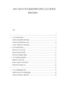 2025-2030礦業(yè)市場深度調(diào)研及增長方向與投資策略研究報告