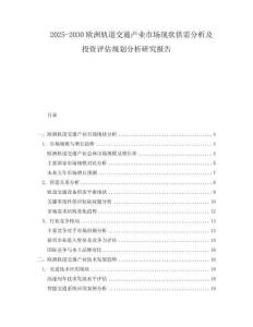 2025-2030歐洲軌道交通產(chǎn)業(yè)市場現(xiàn)狀供需分析及投資評估規(guī)劃分析研究報告