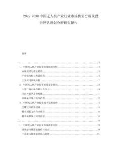 2025-2030中國無人機(jī)產(chǎn)業(yè)行業(yè)市場供需分析及投資評估規(guī)劃分析研究報告