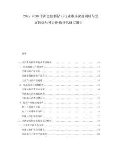 2025-2030非洲金伯利钻石行业市场深度调研与发展趋势与投资价值评估研究报告