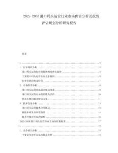 2025-2030港口碼頭運營行業(yè)市場供需分析及投資評估規(guī)劃分析研究報告