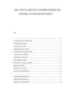 2025-2030供應(yīng)鏈管理行業(yè)市場調(diào)研及智能供應(yīng)鏈體系構(gòu)建與供應(yīng)鏈風(fēng)險管理分析報告
