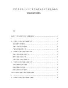 2025中國光伏材料行業(yè)市場發(fā)展分析及前景趨勢與投融資研究報告