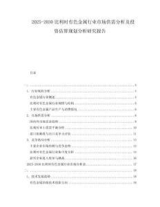 2025-2030比利時有色金屬行業(yè)市場供需分析及投資估算規(guī)劃分析研究報告