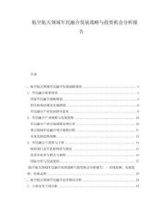 航空航天領域軍民融合發(fā)展戰(zhàn)略與投資機會分析報告