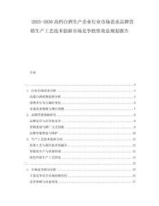 2025-2030高檔白酒生產(chǎn)企業(yè)行業(yè)市場需求品牌營銷生產(chǎn)工藝技術(shù)創(chuàng)新市場競爭投資效益規(guī)劃報告