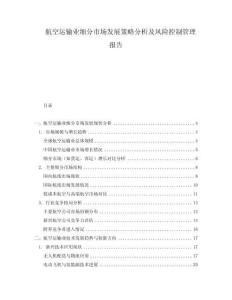 航空運輸業(yè)細分市場發(fā)展策略分析及風(fēng)險控制管理報告