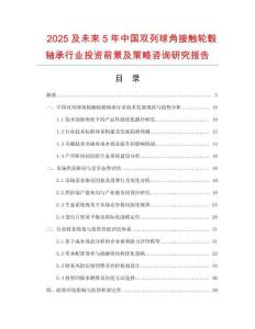 2025及未来5年中国双列球角接触轮毂轴承行业投资前景及策略咨询研究报告