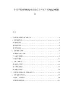 中國浮船升降機行業(yè)企業(yè)信用評級體系構(gòu)建分析報告