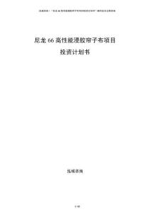 尼龙66高性能浸胶帘子布项目投资计划书