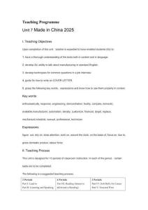 新时代高职英语教案上册 Unit 7 Teaching Programme