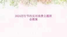 2024厉行节约反对浪费主题班会教案