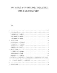 2025中国高新技术产业孵化基地运营优化方案及双创服务平台技术孵化研究报告