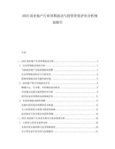 2025商業(yè)地產(chǎn)行業(yè)周期波動與投資價值評估分析規(guī)劃報告