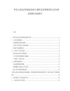 华东儿童玩具制造业深入调研及益智游戏与安全质量策略书面报告
