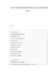2025中國鋁硅酸鈣原材料供應(yīng)安全與成本控制分析報告