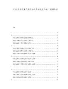 2025中華武術競賽市場化發(fā)展現(xiàn)狀與推廣規(guī)劃分析