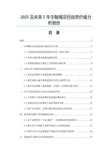 2025及未來5年手制閥項目投資價值分析報告