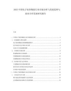 2025中国电子商务物流行业市场分析与发展趋势与商业合作发展研究报告