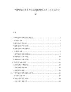 中國環境治理市場供需現狀研究及項目投資運作計劃