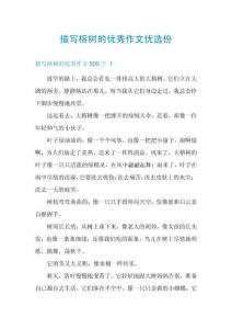 描寫榕樹的優(yōu)秀作文優(yōu)選份