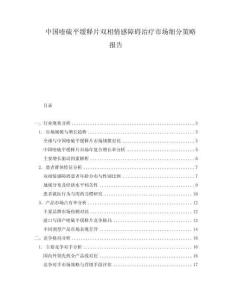 中国喹硫平缓释片双相情感障碍治疗市场细分策略报告