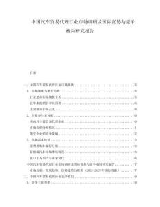 中國汽車貿易代理行業市場調研及國際貿易與競爭格局研究報告