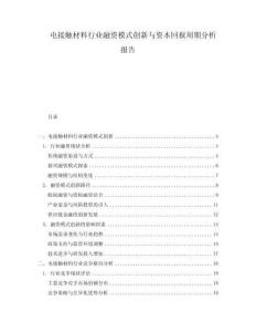 電接觸材料行業融資模式創新與資本回報周期分析報告