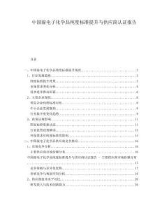 中国湿电子化学品纯度标准提升与供应商认证报告