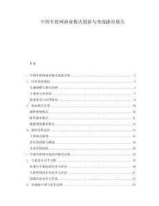 中国车联网商业模式创新与变现路径报告
