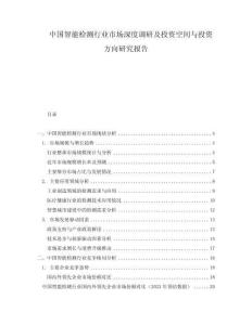 中国智能检测行业市场深度调研及投资空间与投资方向研究报告