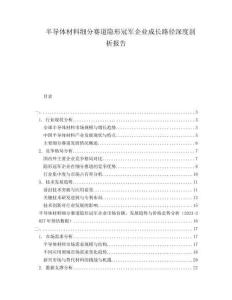 半導體材料細分賽道隱形冠軍企業成長路徑深度剖析報告