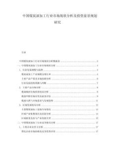 中國煤炭深加工行業(yè)市場(chǎng)現(xiàn)狀分析及投資前景規(guī)劃研究