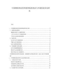 中国薄荷清凉饮料提神场景需求与车载渠道布局研究
