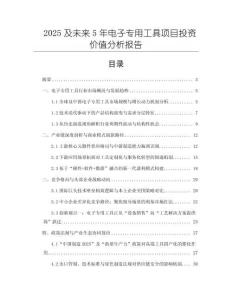 2025及未來5年電子專用工具項(xiàng)目投資價(jià)值分析報(bào)告