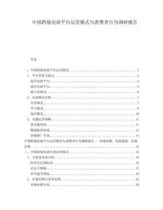 中國跨境電商平臺運營模式與消費者行為調(diào)研報告