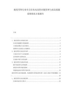 批发零售行业全方位布局及供应链管理与商品流通系统优化方案报告