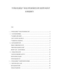 中國家電制造產業技術發展現狀分析及投資風險評估規劃報告