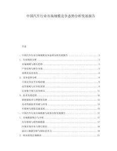 中國汽車行業市場規模競爭態勢分析發展報告