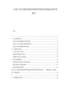文化產(chǎn)業(yè)市場(chǎng)供需情形投資回報(bào)評(píng)估規(guī)劃分析研究報(bào)告