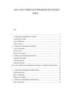 2025-2030中國航空復合材料減重技術經濟效益評估報告