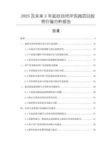 2025及未來5年延時(shí)自閉沖洗閥項(xiàng)目投資價(jià)值分析報(bào)告