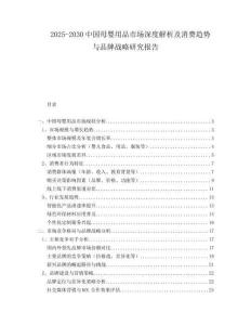 2025-2030中國母嬰用品市場深度解析及消費趨勢與品牌戰略研究報告